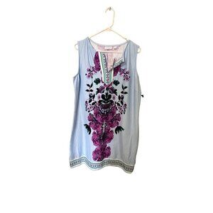 New York & Company Sleeveless Floral Tunic Dress XL summer Beachy Vacation Boho